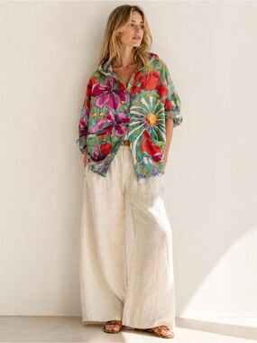 Claire Desjardins | Painterly Floral Hooded Jacket | Linen Blend | L